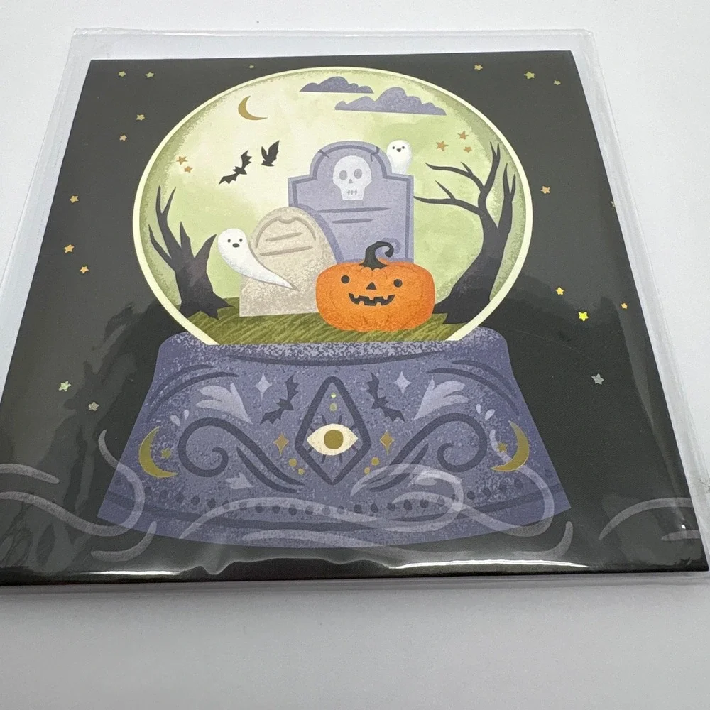 Up With‎ Paper Treasures Pop-Up Halloween Crystal Ball Greeting Card New Ghost